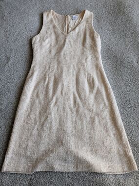 Nicole Miller Cream Textured Sleeveless Midi Dress